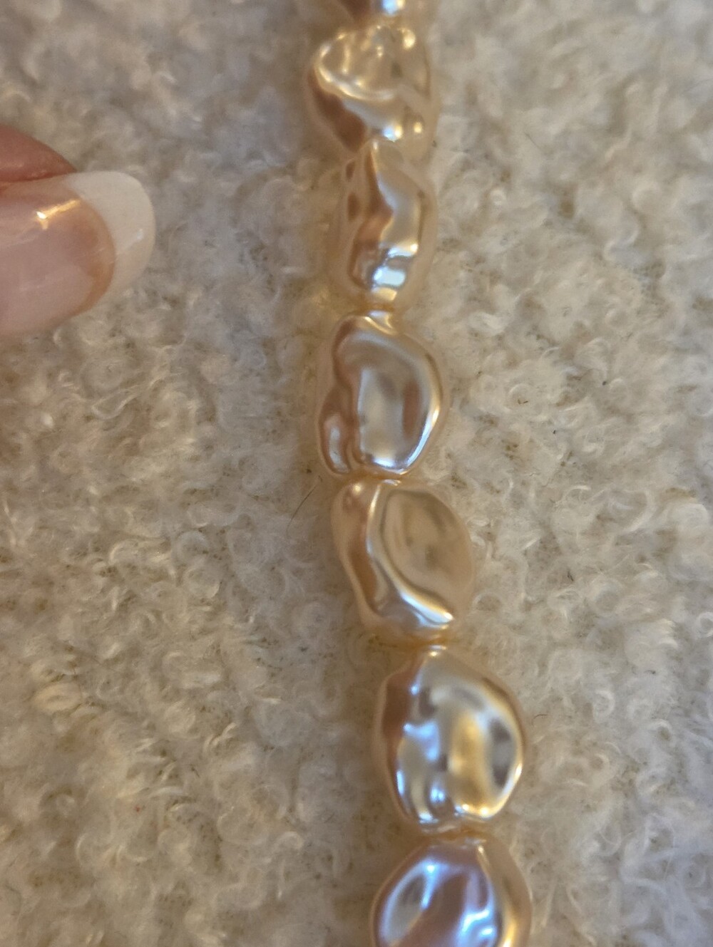 J. Crew Gold and Cream Shell Pendant Necklace with Irregular Pearl Beads - Picture 7 of 8